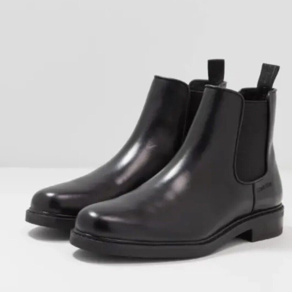 NEW Calvin Klein Men's Brayden Chelsea Boot Black Leather Size 10.5 - Picture 1 of 15